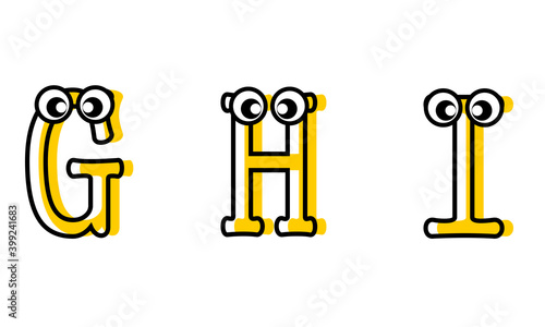 Cartoon letters ABCD Ilustration vector graphic