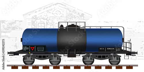 Detailed railway wagon - cisterna vector illustration