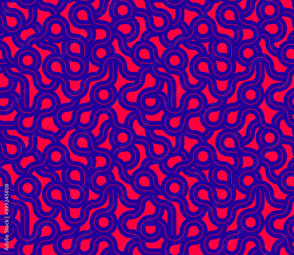 Seamless linear vector geometric minimalistic pattern, abstract lines tiling background, stripy weaving, optical maze, twisted stripes. Pink color design. Seamless linear vector geometric minimalistic pattern, abstract lines tiling background, stripy weaving, optical maze, twisted stripes. Pink color design.