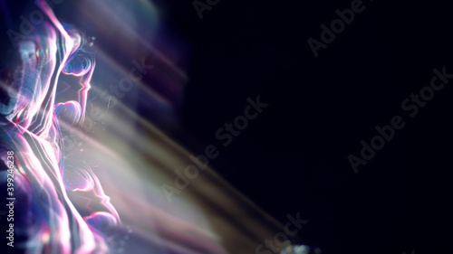 neon purple broken rays on a dark background, blurred image living, 3d rendering
