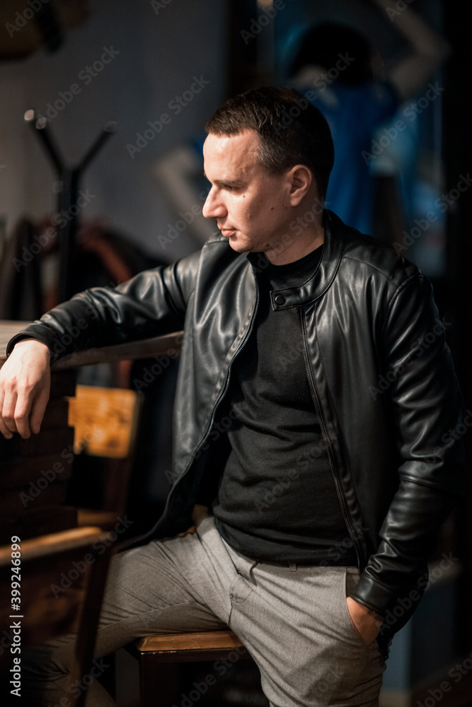 Portrait of a handsome young man. Shooting in a bar Portrait of a handsome young man. Shooting in a bar