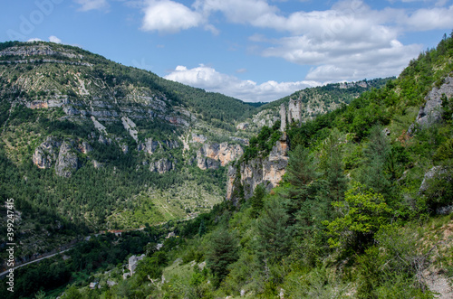 Hiking, Saint-Chély-du-Tarn village, Sainte-Énimie, Lozère, Occitanie, France