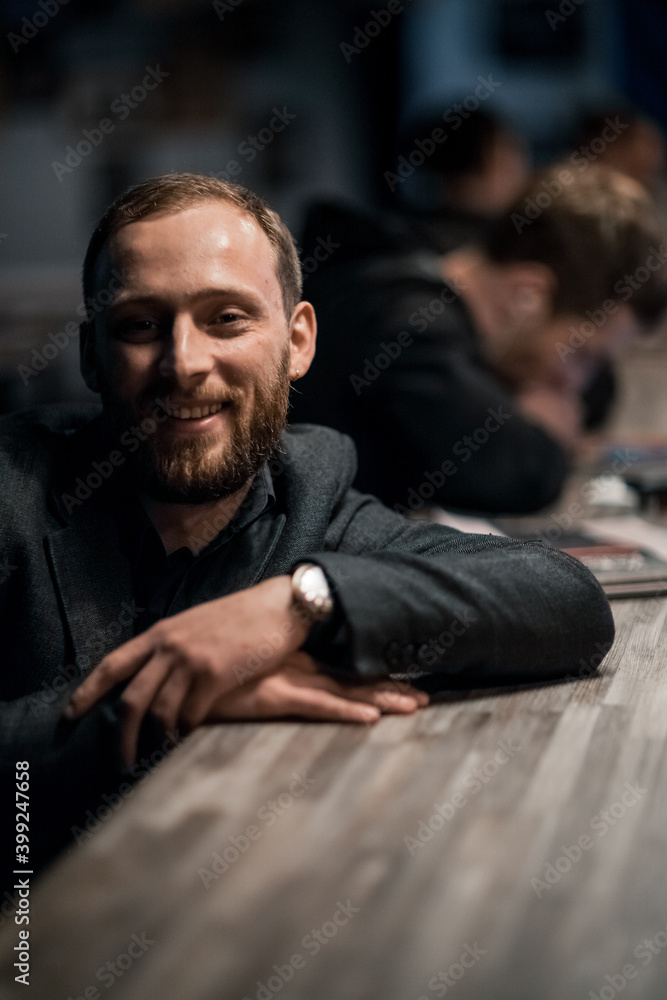 Portrait of a handsome young man. Shooting in a bar Portrait of a handsome young man. Shooting in a bar