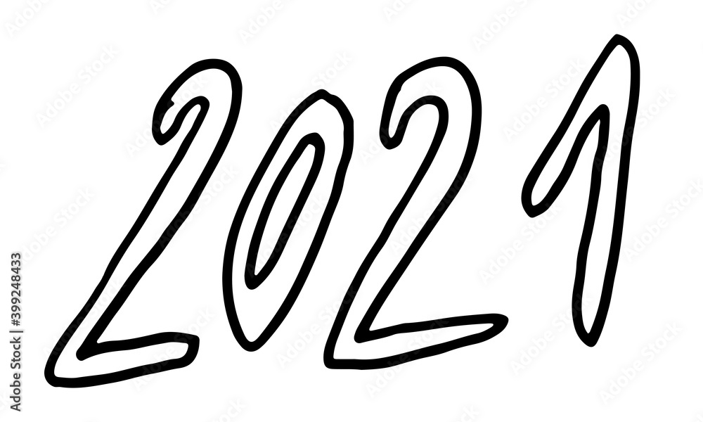 Hand drawn 2021 year number. Handwritten isolated lettering text. Design element for New Year banner, poster, invitation, greeting card. Hand drawn 2021 year number. Handwritten isolated lettering text. Design element for New Year banner, poster, invitation, greeting card.