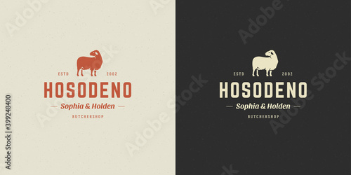 Butcher shop logo vector illustration lamb silhouette good for farm or restaurant badge