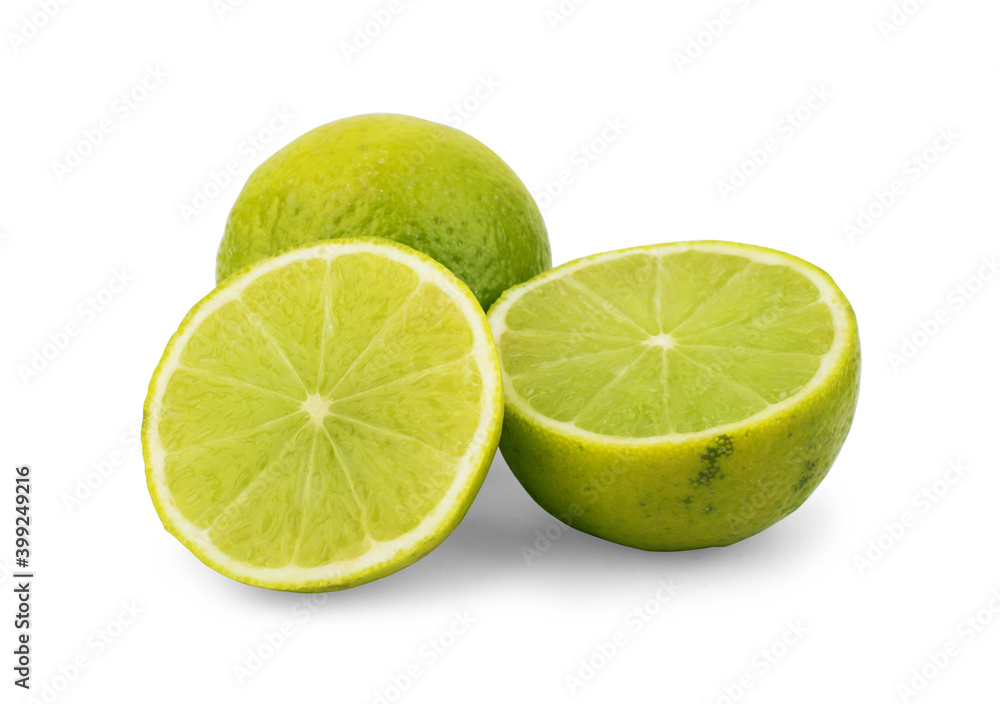 Citrus lime fruit segment isolated on white background cutout