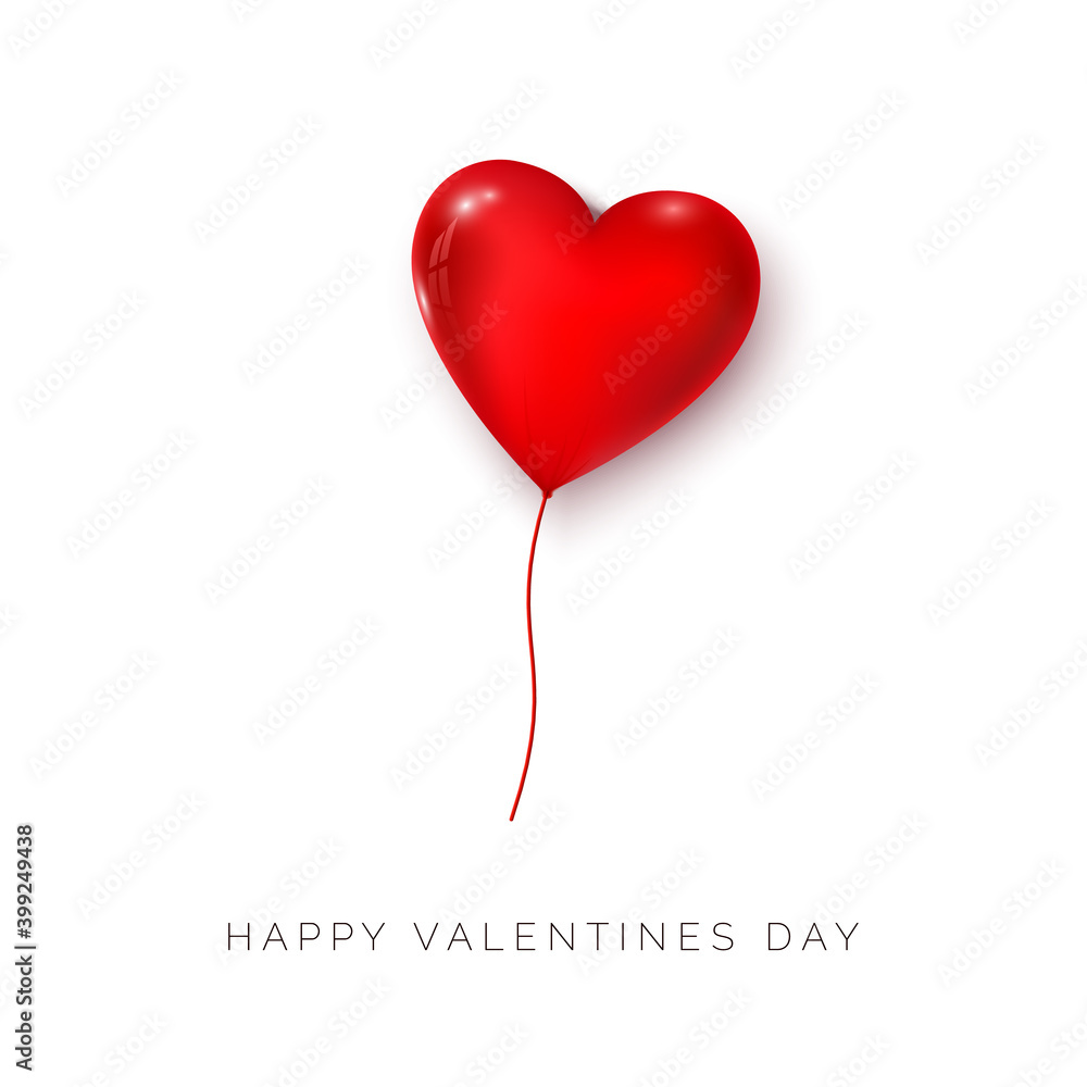 Valentines day greeting card. Air balloons red color heart shape. Be my valentine. vector