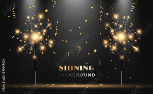 Vector illustration of sparklers on a transparent background.	
