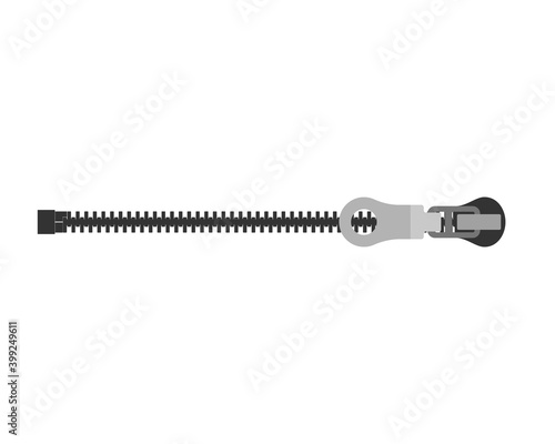 Zipper. Closed zip in flat style. Vector illustration isolated on white background