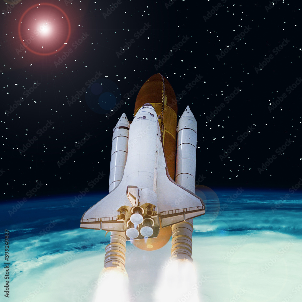 Rocket and earth. Galaxy and stars. The elements of this image furnished by NASA. Rocket and earth. Galaxy and stars. The elements of this image furnished by NASA.