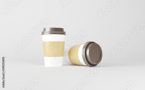Paper Coffee Cups Mockup 3D Render