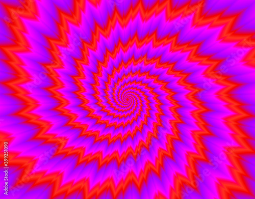 Pulsing red spirals. Optical expansion illusion.