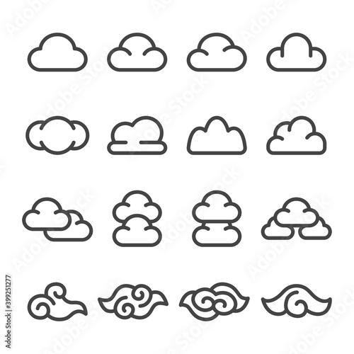 cloud thin line icon set,vector and illustration