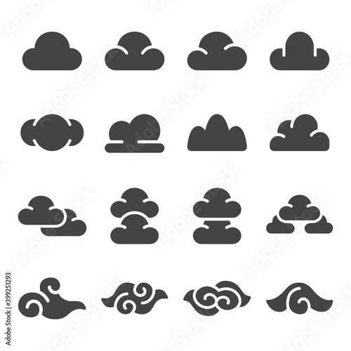 cloud icon set,solid style,vector and illustration