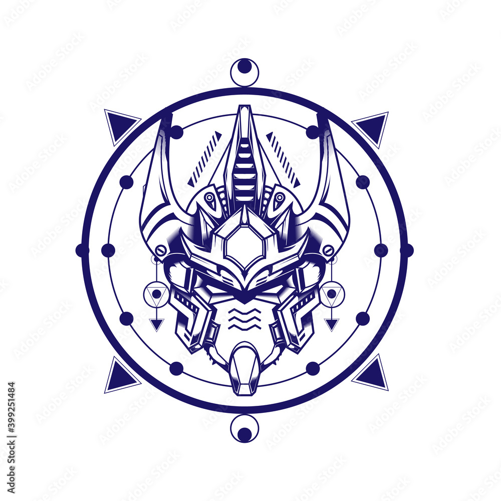 Atlantian Robot with sacred geometry and white color Atlantian Robot with sacred geometry and white color