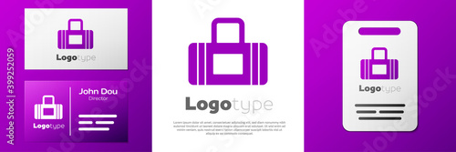 Logotype Sport bag icon isolated on white background. Logo design template element. Vector.