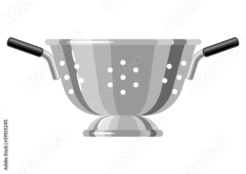 Illustration of steel cooking colander.