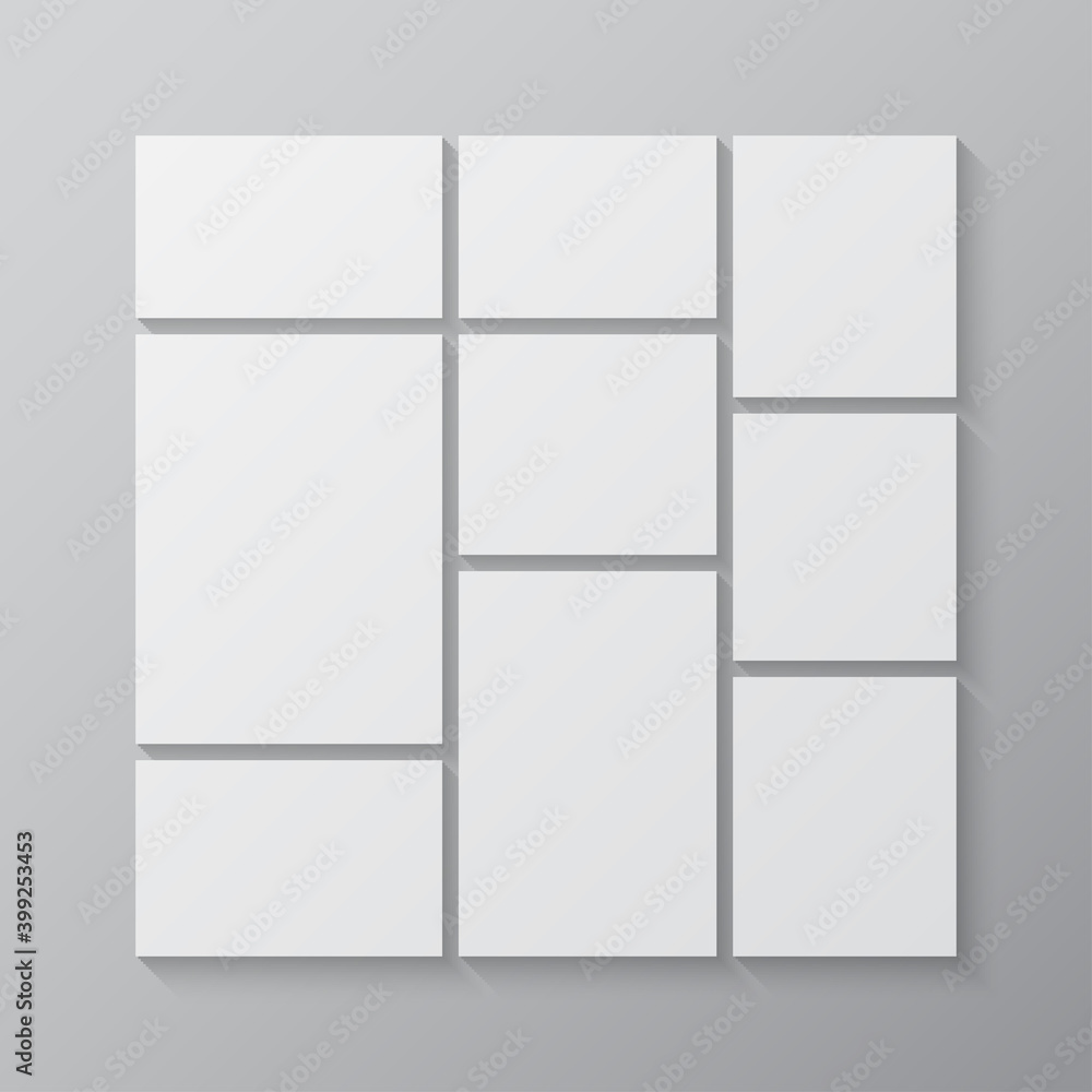 Vector empty collage board nine images, photo Vector empty collage board nine images, photo