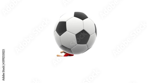 The Soccer Player is hitting scissor kick. Football 3d animation. photo