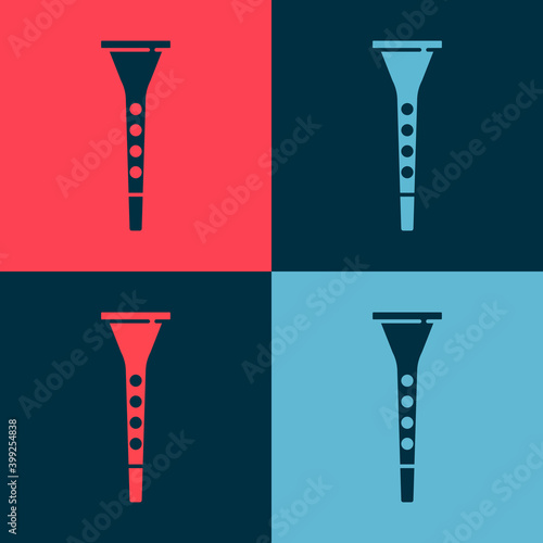 Pop art Clarinet icon isolated on color background. Musical instrument. Vector.