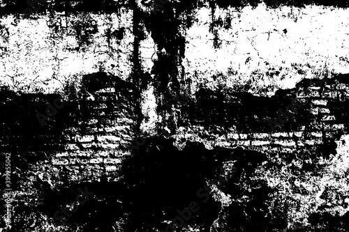 Aged scratched chipped erosion fence for 3D retro design. Cracked uneven flaked rot wall of an old castle grunge loft. Bumpy peeling dirty ruined exposed stucco on shabby medieval scary urban street