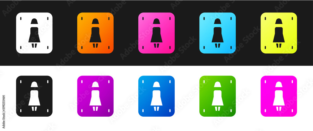Set Female toilet icon isolated on black and white background. WC sign. Washroom. Vector. Set Female toilet icon isolated on black and white background. WC sign. Washroom. Vector.