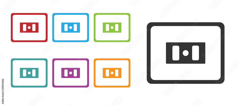 Black Electrical outlet icon isolated on white background. Power socket. Rosette symbol. Set icons colorful. Vector.