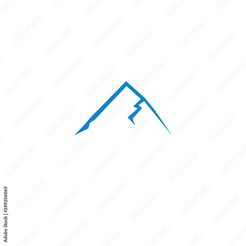 BLUE DESIGN MOUNTAINS, ISOLATED ON WHITE. Creative Design artwork, sign, symbol, logo BLUE DESIGN MOUNTAINS, ISOLATED ON WHITE. Creative Design artwork, sign, symbol, logo