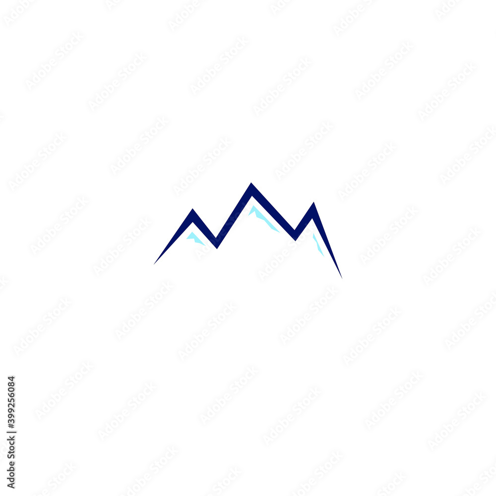 BLUE DESIGN MOUNTAINS, ISOLATED ON WHITE. Creative Design artwork, sign, symbol, logo BLUE DESIGN MOUNTAINS, ISOLATED ON WHITE. Creative Design artwork, sign, symbol, logo