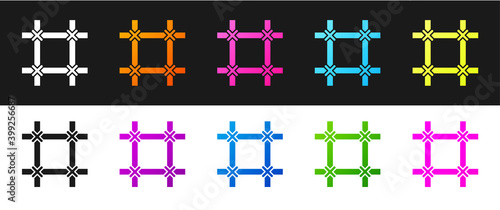 Set Prison window icon isolated on black and white background. Vector.