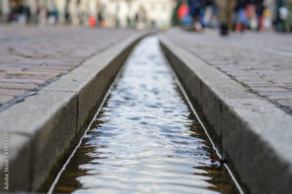 Obraz premium The Freiburg Bächle water runnel in close-up