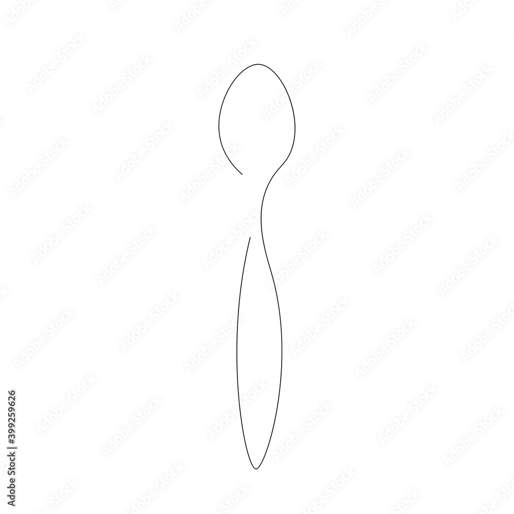 Spoon silhouette line drawing, vector illustration Spoon silhouette line drawing, vector illustration