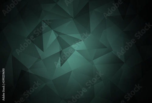 Dark Green vector polygon abstract background.