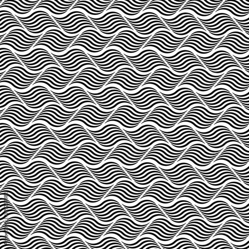 Abstract geometric pattern with wavy lines. Interlacing rounded stripes design. Seamless vector background.