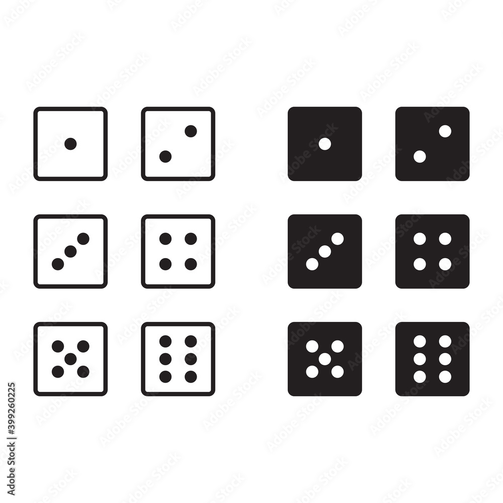 Flat design dice icons Flat design dice icons