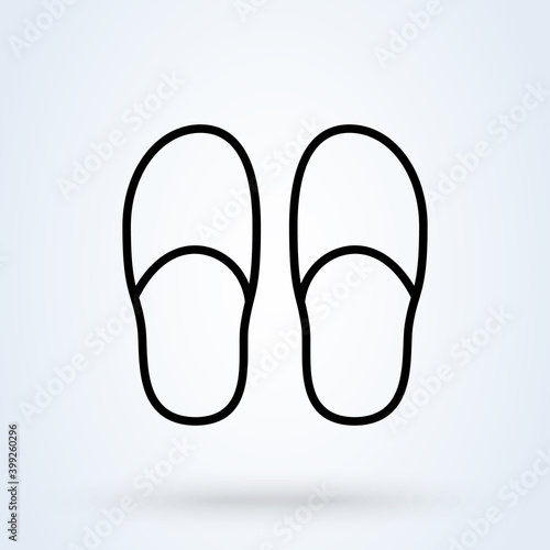 slippers sign line icon or logo. slipper home concept. Bedroom slippers vector linear illustration.