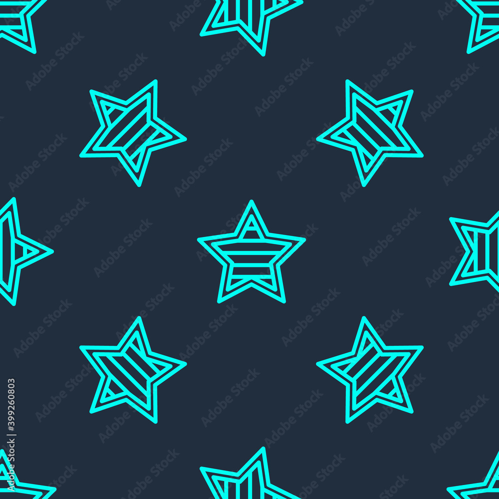 Green line USA Independence day icon isolated seamless pattern on blue background. 4th of July. United States of America country. Vector.