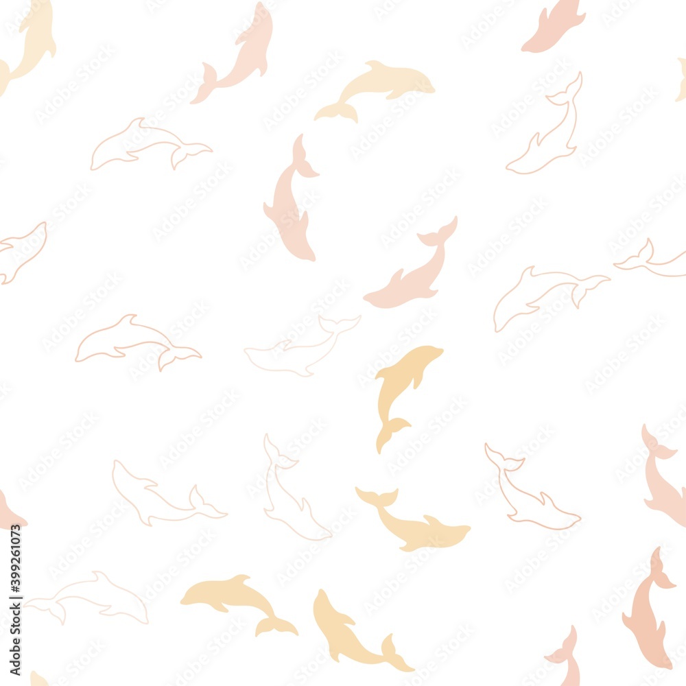 Light Orange vector seamless template with dolphins. Modern abstract illustration with sea dolphins. Natural design for wallpapers. Light Orange vector seamless template with dolphins. Modern abstract illustration with sea dolphins. Natural design for wallpapers.