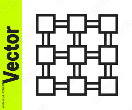 Black line Blockchain technology icon isolated on white background. Cryptocurrency data. Abstract geometric block chain network technology business. Vector.