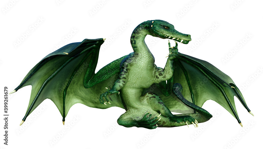 Fototapeta premium 3D Rendering Fairy Tale Dragon on White