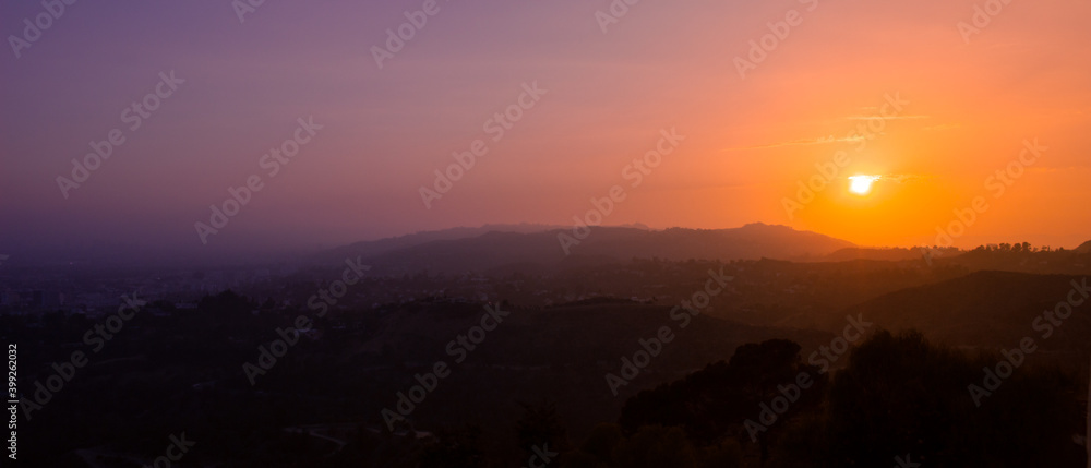 Sunset over the Hollywood hills