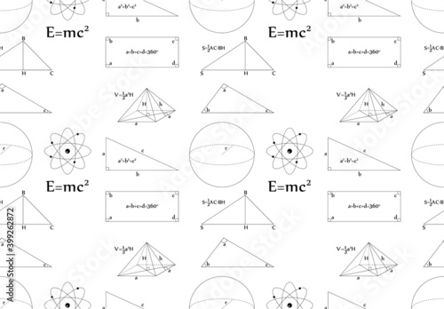 Scientific pattern. Gyometry formulas, physics, mathematics. Backgrounds for a scientific site.