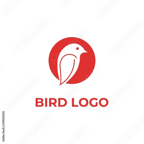 Creative Modern Red Bird. Vector Simple Luxury Initial Design