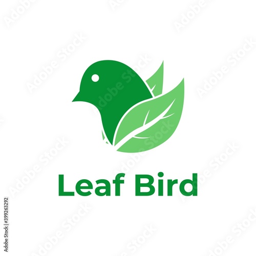 Creative Modern Logo Green Leaf Bird. Vector Simple Luxury Initial Design