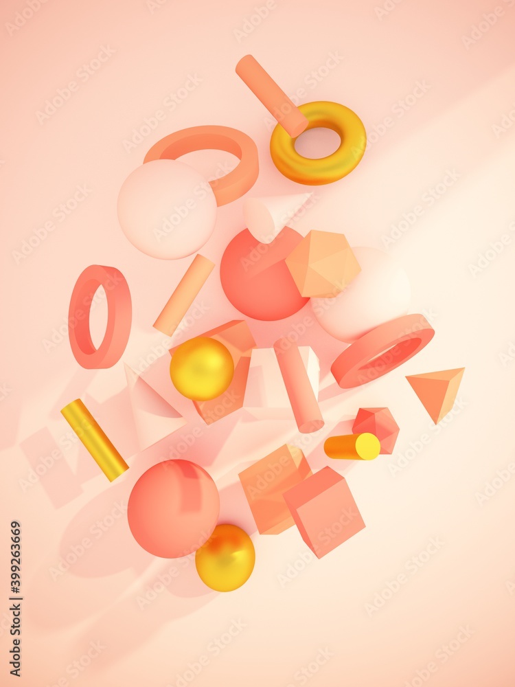 3d shapes retro poster. Abstract greeting card. Pastel colors objects. Abstract 3d illustration. Modern wallpaper. Creative geometric digital design. 3d shapes retro poster. Abstract greeting card. Pastel colors objects. Abstract 3d illustration. Modern wallpaper. Creative geometric digital design.