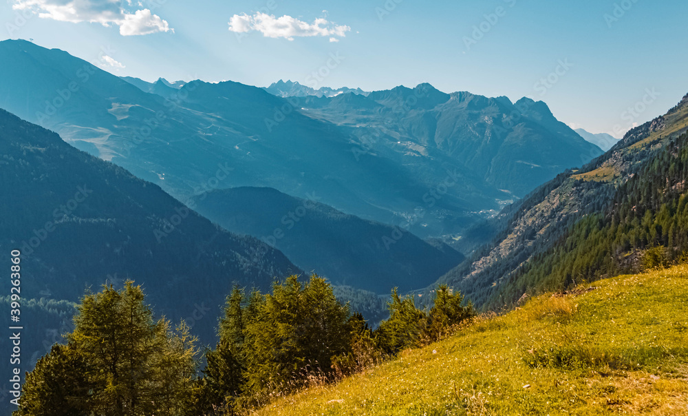 Beautiful alpine summer view at the famous Timmelsjoch high alpine road, Dolomites, South Tyrol, Italy