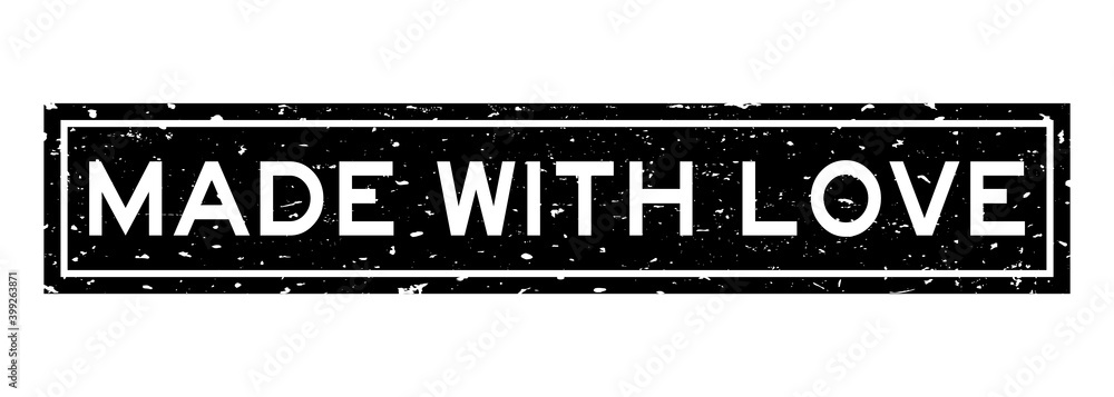 Fototapeta premium Grunge black made with love word square rubber seal stamp on white background