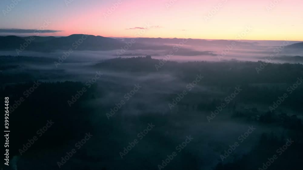 aerial view of misty sunrise in mountains aerial view of misty sunrise in mountains