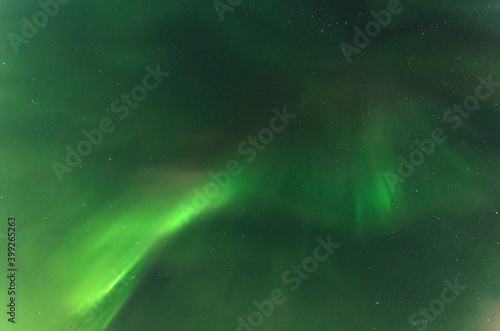 Aurora borealis in the sky at night.
