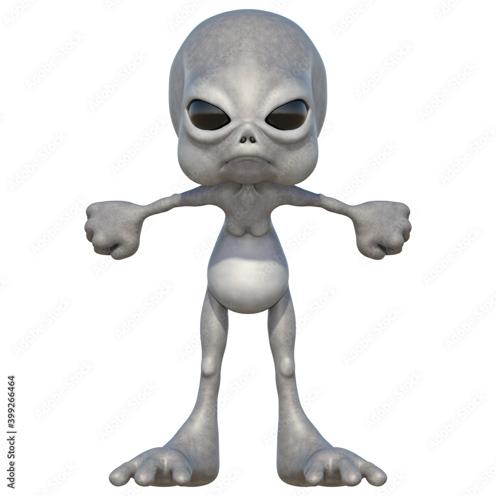 Alien ist verärgert, böse, schwarze Augen